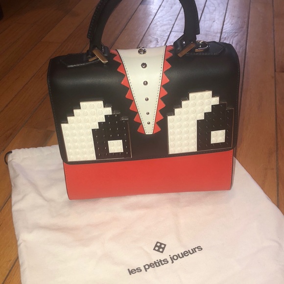 NWOT LES PETITS JOUEURS LOGO TUXEDO HANDBAG - Picture 5 of 8